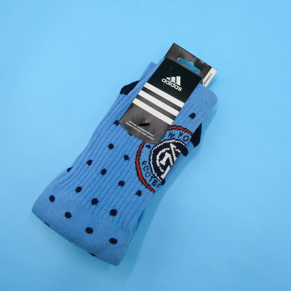 NYCFC Crew Socks Womens One Size Adidas Blue Spotted Soccer Mid Y2K New‎ York FC